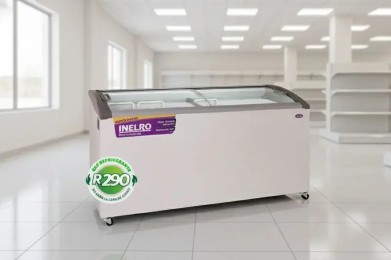 Exhibidor horizontal c/tapa vidrio inclinado